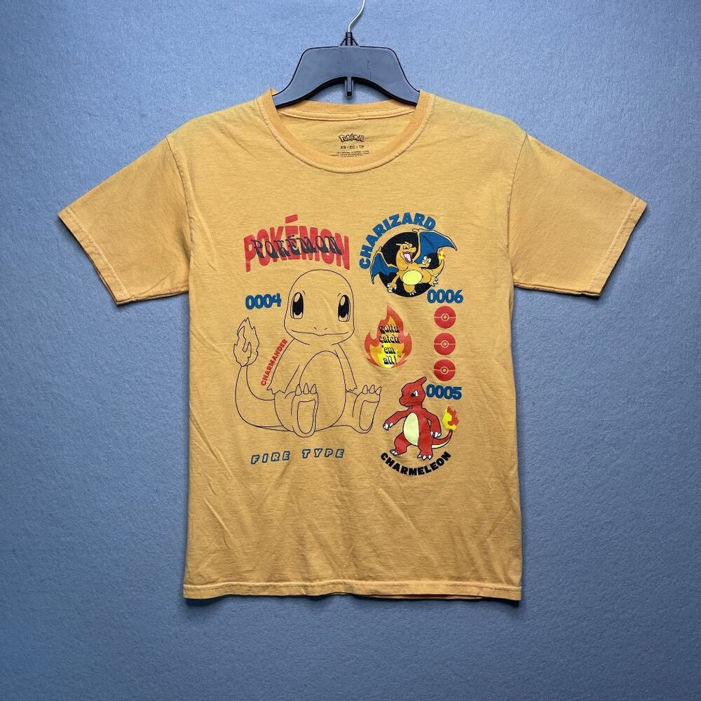 Pokémon Charmander Evolutions Womens T-Shirt Yellow XS Graphic Tee
